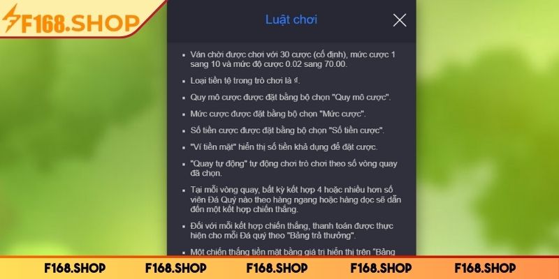 vi cuu tinh f168 luat choi